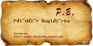Pödör Boglárka névjegykártya